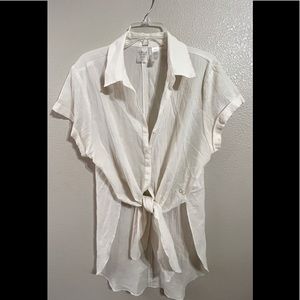 NWOT Calia Beach Shirt Cream, Medium, Split hem. Can also be worn as a shirt.